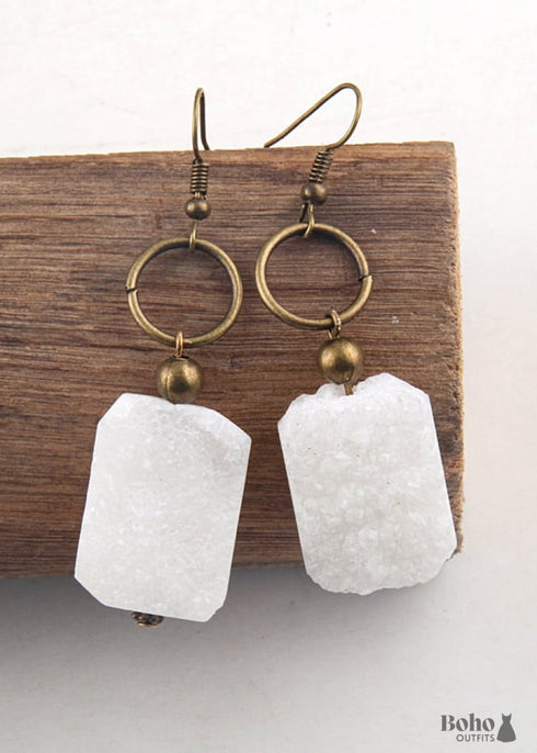 Boho Earrings, RH Dangle Earrings, Druzy Ice